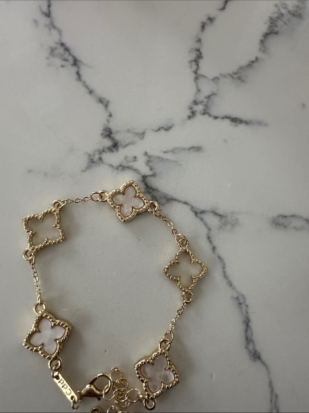 Affordable Fashion Finds Gold Clover Bracelet with White Accents - Picture 3 of 4